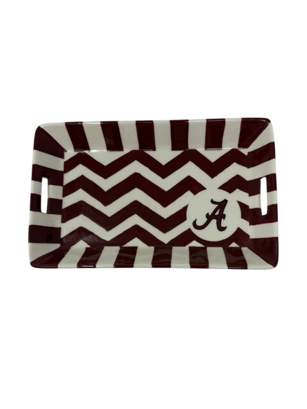 Alabama Crimson Chevron Ceramic Trinket Tray